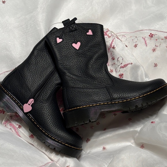 Doc Marten Black Leather Bex Heart Boots - Picture 6 of 10